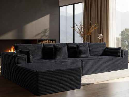 138" Oversized Cloud Sectional Couch, Comfort L Shaped Boneless Couch by VYUXWO