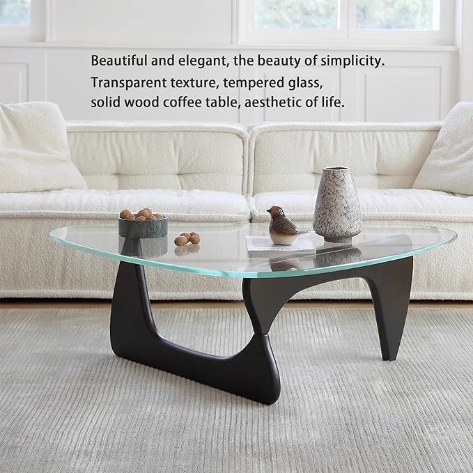 EASYSOUL Modern Glass Coffee Table, 32.68" D x 22.44" W x 15.75" H, Abstract - Image 5