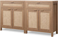 SICOTAS Sideboard Buffet Cabinet Set of 2, Rattan Credenza Storage Cabinet by SICOTAS