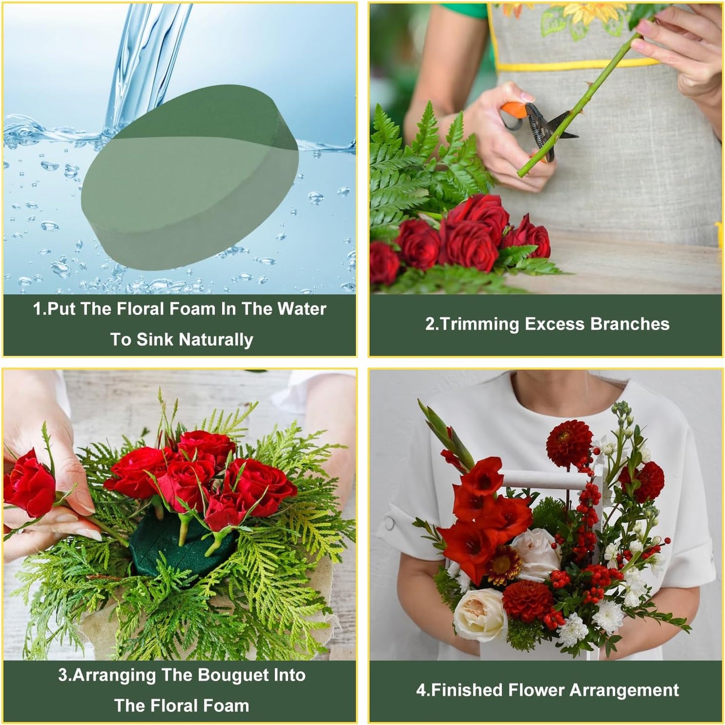 IHDYPPEW 10 PCS Superior Floral Foam Blocks, 6.5 Inch Large Dry Green Foam for Flower Arrangements Exquisite Flower Arrangements- Round Oasis Foam Blocks for Florists and Craft Lovers