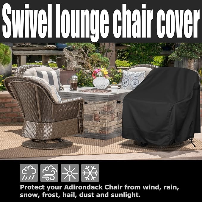 Outdoor Swivel Lounge Chair Cover 4 Pack, Waterproof Heavy Duty Outdoor Chair - Image 5