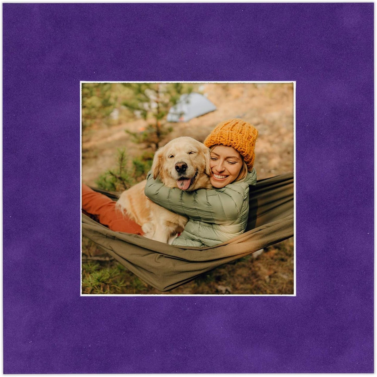 8.5x11 Mat Bevel Cut for 7x9 Photos - Acid Free Purple Crocus Suede Precut Matboard With Backing Board and Crystal Clear, Self Seal Photo Mat Bag - For Pictures, Photos, Framing - 4-ply Thickness