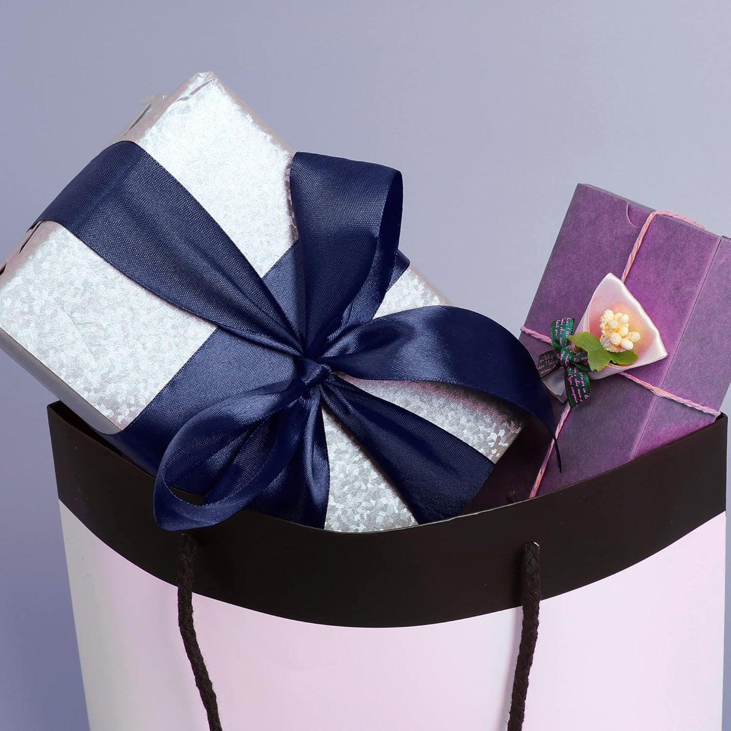 LIUYAXI Navy Blue Satin Ribbon, Double Faced 5/8" X Continuous 25 Yards Ribbons Perfect for Gift Wrapping Bows Bouquet Wedding Craft and More
