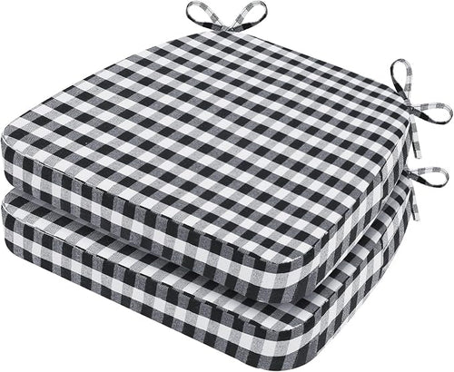 AAAAAcessories D-Shaped Chair Cushions, Machine-Washable Cover, Checkered by AAAAAcessories