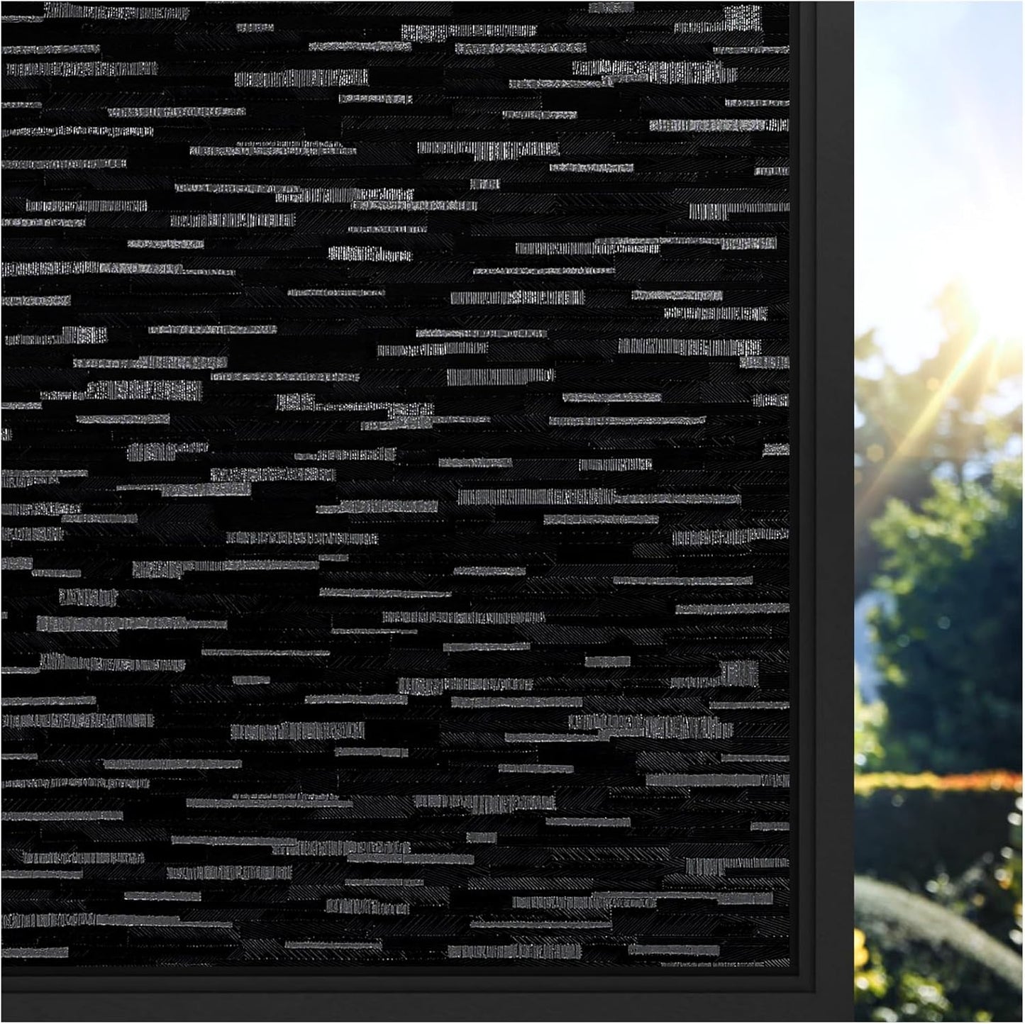 rabbitgoo Blackout Window Film, Sun Blocking Privacy Film for Room Darkening, Removable Black Out Vinyl Cover Tint for Home Day Sleep, Anti-UV Frosted Glass Clings, Black, 29.5 x 157.4 Inches