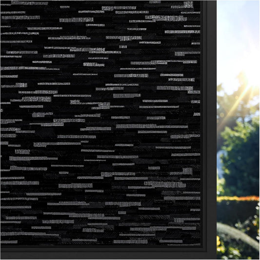 rabbitgoo Blackout Window Film, Sun Blocking Privacy Film for Room Darkening, Removable Black Out Vinyl Cover Tint for Home Day Sleep, Anti-UV Frosted Glass Clings, Black, 29.5 x 157.4 Inches