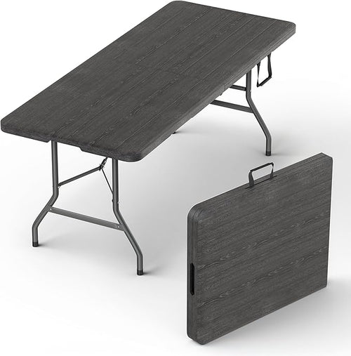 6 Feet Foldable Table with Built in Handle & Steel Legs | 6FT Heavy Duty by OurModernSpace