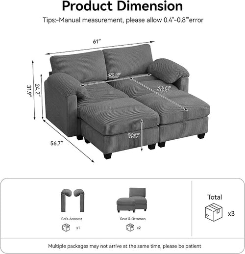 61'' Modular Loveseat Sofa - Image 2
