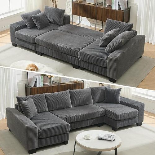 114" Sectional Couches with Pull Out Bed by LITVZ