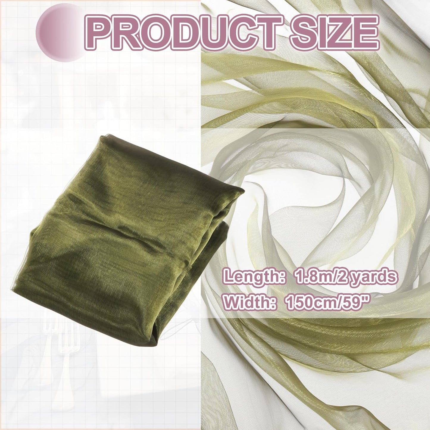 MECCANIXITY Iridescent Sheer Organza Fabric, 2 Yards x 59 Inches Solid Holographic Shiny Fabric Organza Cloth for Wedding, Curtains, Costume, Photo Background, Gradient Black Yellow