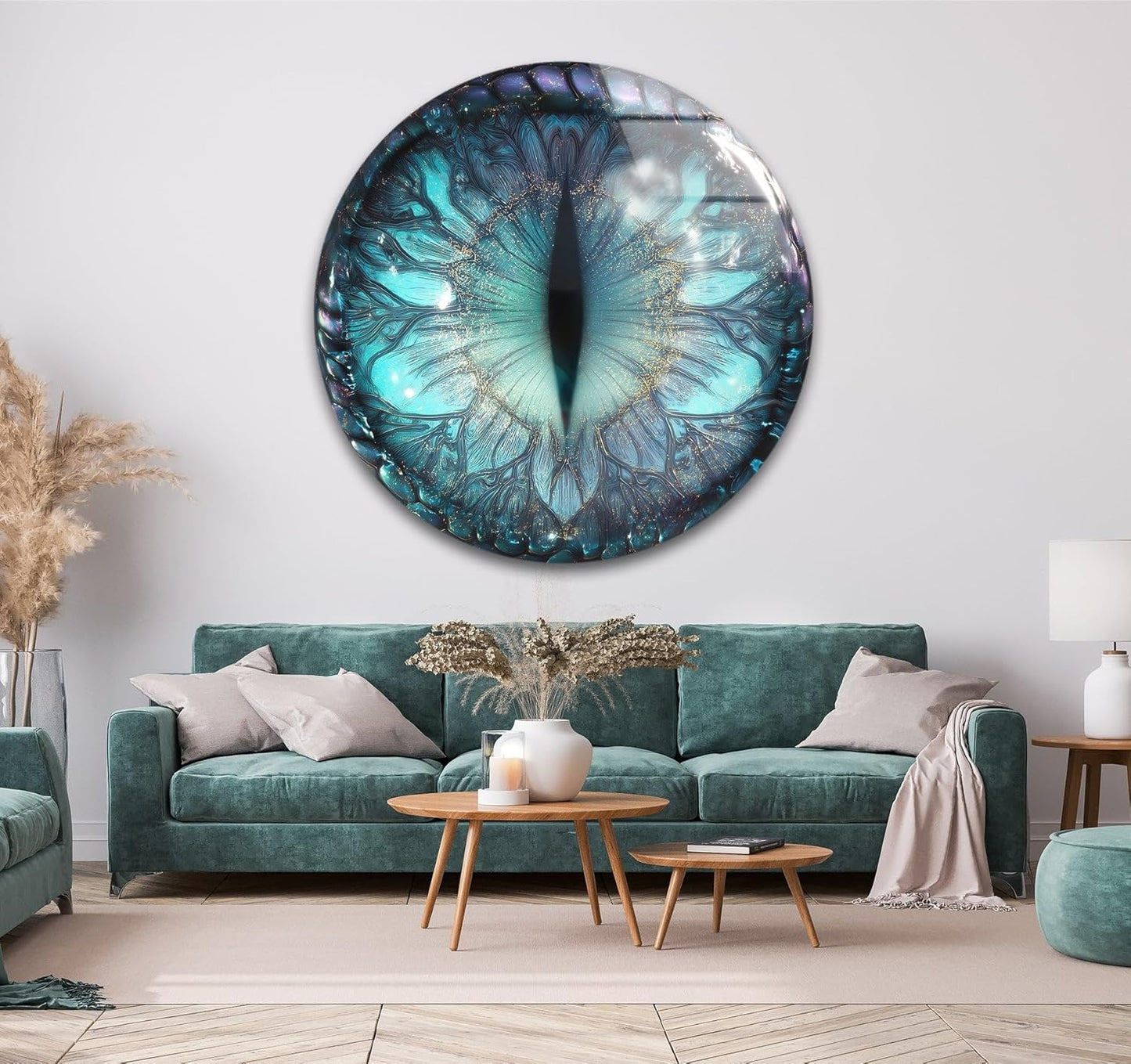 My Photostation.com 27.5''(70cm) Diameter Mystical Dragon Eye Round Glass Wall Art Tempered Glass Printing Wall Decor Large Wall Art Wall Hangings