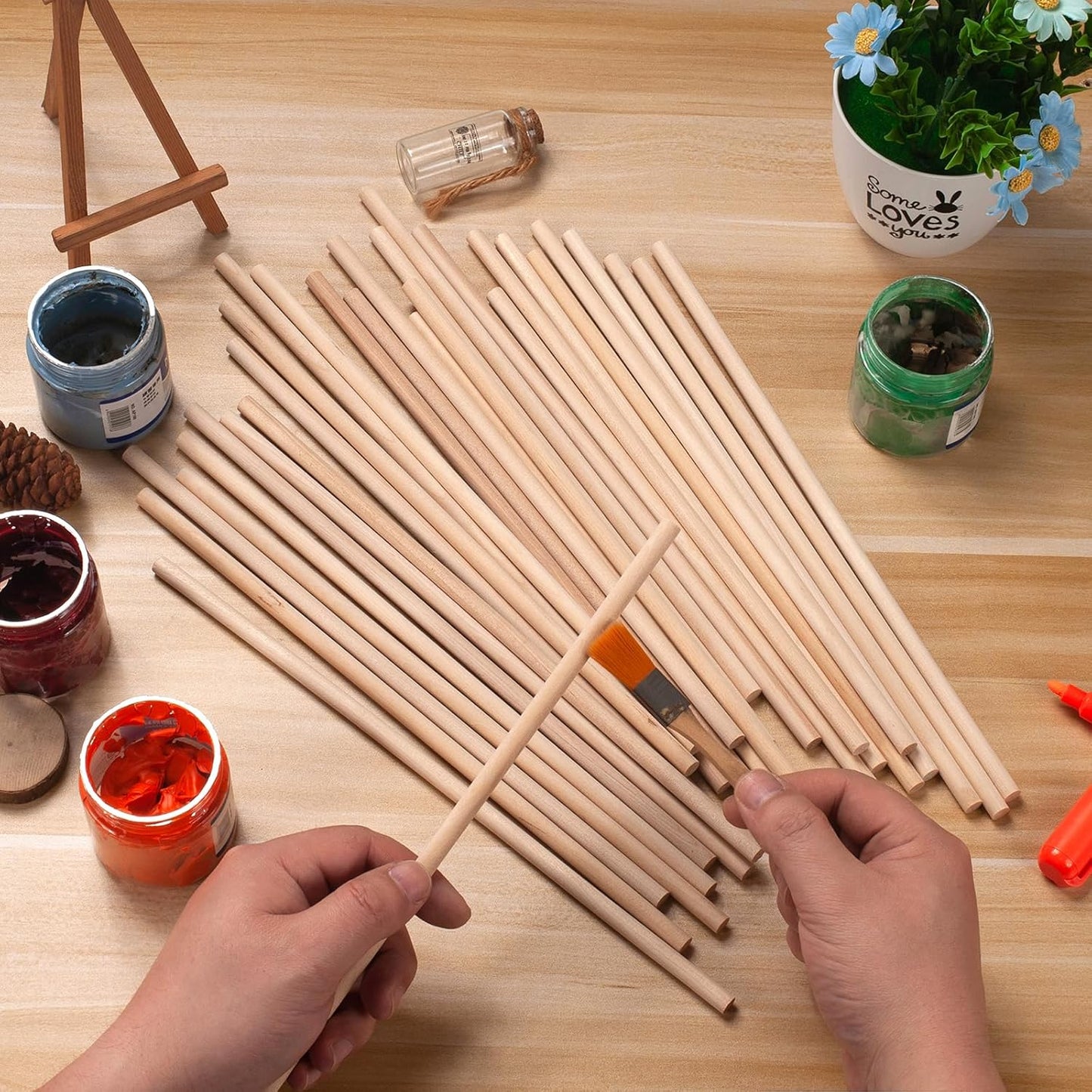 Wooden Dowel Rods Wood Dowels for Crafts,30 PCS 5/16 x 12 Wooden Sticks for Crafts, Round Macrame Dowels, Unfinished Hard Wood Sticks for Crafting, Arts and DIYers, Crafting, Tiered Cake Support