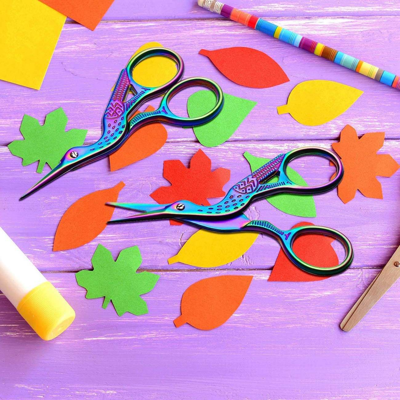 Vintage Stork Shape Sewing Scissors Stainless Steel Tailor Scissors Sharp Sewing Shears for Embroidery, Craft, Art Work & Everyday Use (6, Multicolour)