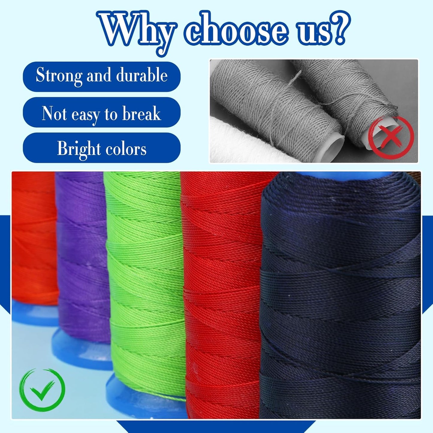 0.55mm Beading Threads, 490 Yards Round Waxed Threads Polyester Cord Waxed Polyester Cord Waxed Cord for Bracelet DIY Craft Jewelry Making Sewing Craft