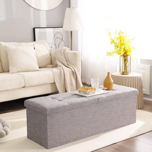 45.3 Inches Foldable Seat Footrest Shoe Bench End of Bed Storage - Image 2