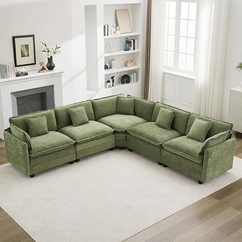 113'' V Shaped Cloud Sectional Sofa, Oversized Deep Seat Couches by WUTUTUEE
