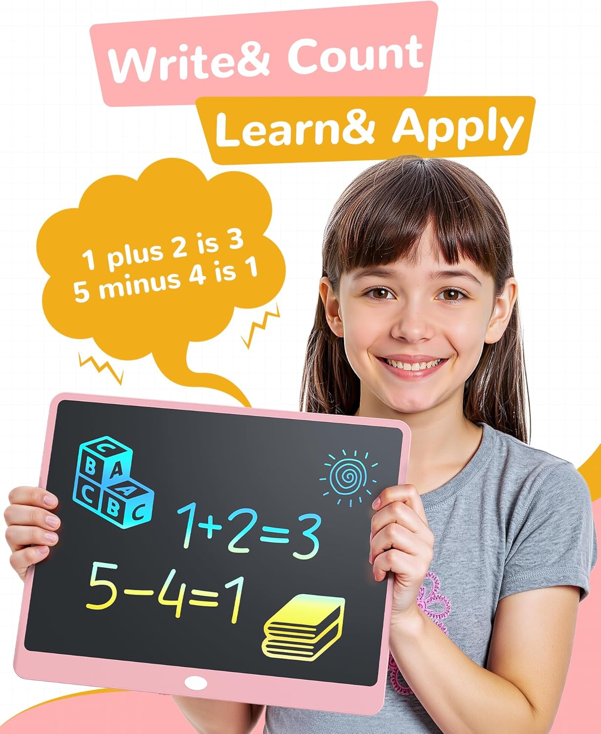 KOKODI LCD Writing Tablet, 16 Inch Colorful Toddler Doodle Board Drawing Tablet, Erasable Reusable Electronic Drawing Pads, Educational and Learning Toy for 3-6 Years Old Boy and Girls