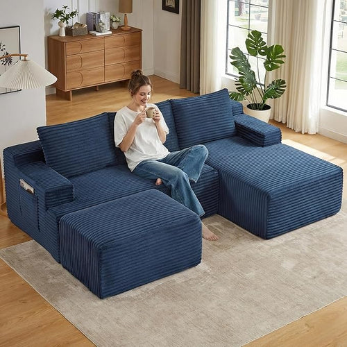 96" Cloud Sectional Couch U-Shaped Chaise by ODUWA