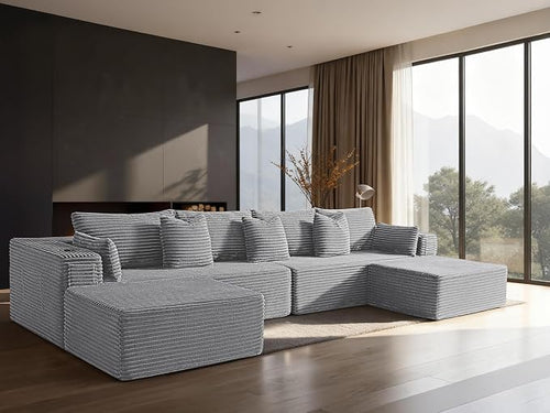 138" Cloud Sectional Couch, Comfort U Shaped Sofa by VYUXWO