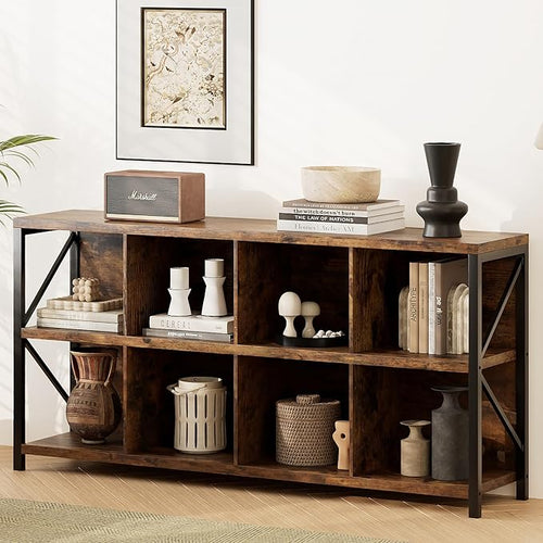 8 Cube Storage Organizer Bookshelf, Industrial Horizontal Bookcase, Accent by Unknown