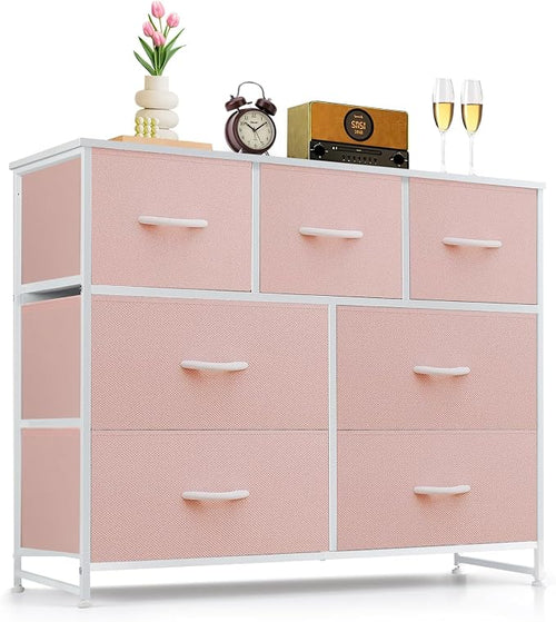 7-Drawer Dresser for Bedroom, Anti-Tip Wide Storage Organizer Fabric Chest of by SageNest