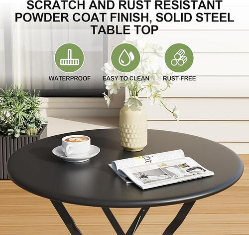 3-Piece Folding Bistro Set, Outdoor Patio Furniture Set - Image 2