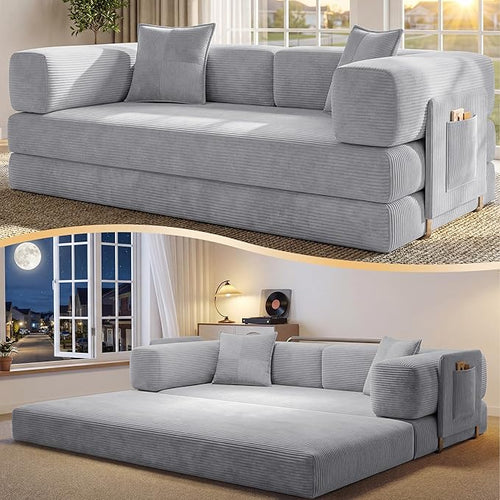 78.8" Convertible Futon Sofa Bed, Corduroy Futon Couch by CUBENTE