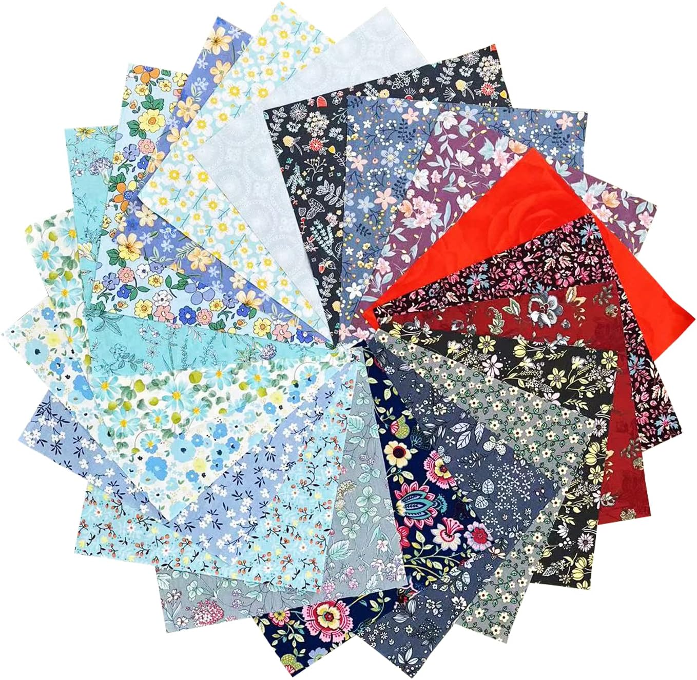HANPATQUI 200PCS 4 x 4 inch Floral 100% Cotton Fat Quarters Fabric for Sewing and Quilting Bundles Precut Fabric Square for DIY Craft Patchwork
