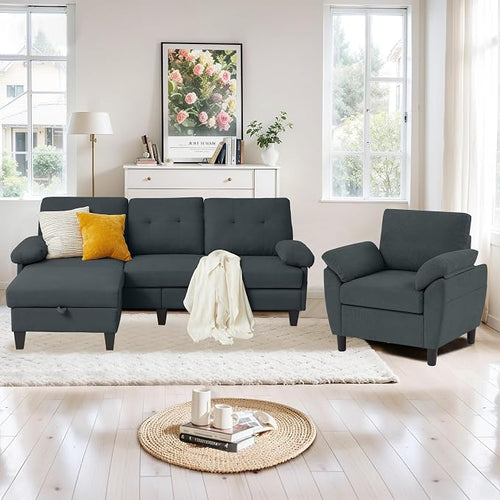 2 Piece Sectional Sofa Set, 3 Seat L Shaped Couches by soscana