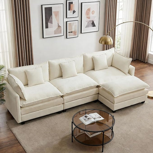 113” Modular Sectional Sofa, L Shaped Cloud Couch by Unknown