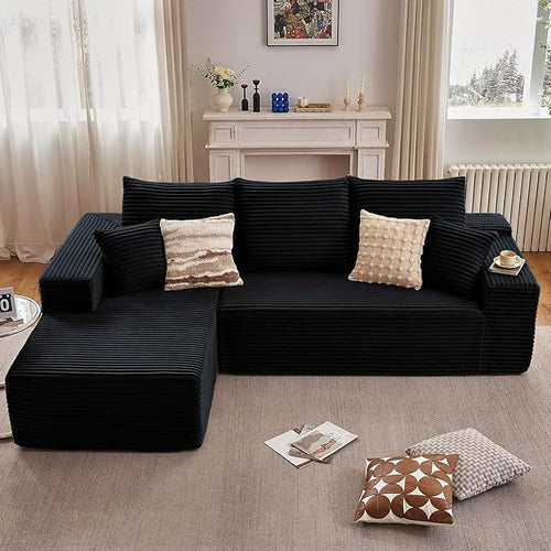 95" Cloud Sectional Couch with L-Shape Chaise, Modern Cloud Couch with Deep Seat by ODUWA