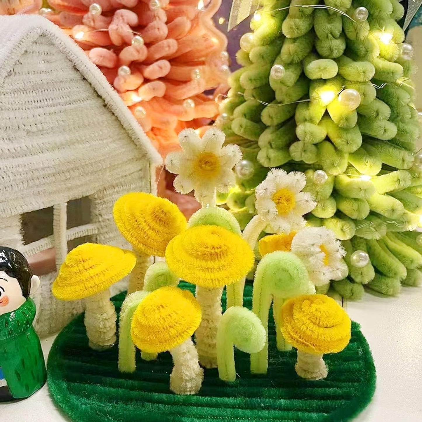 500PCS Pipe Cleaners Craft - Green Pipe Cleaners Craft Bulk Supplies,Chenille Stems for Kids and Adults DIY Arts Crafts Project