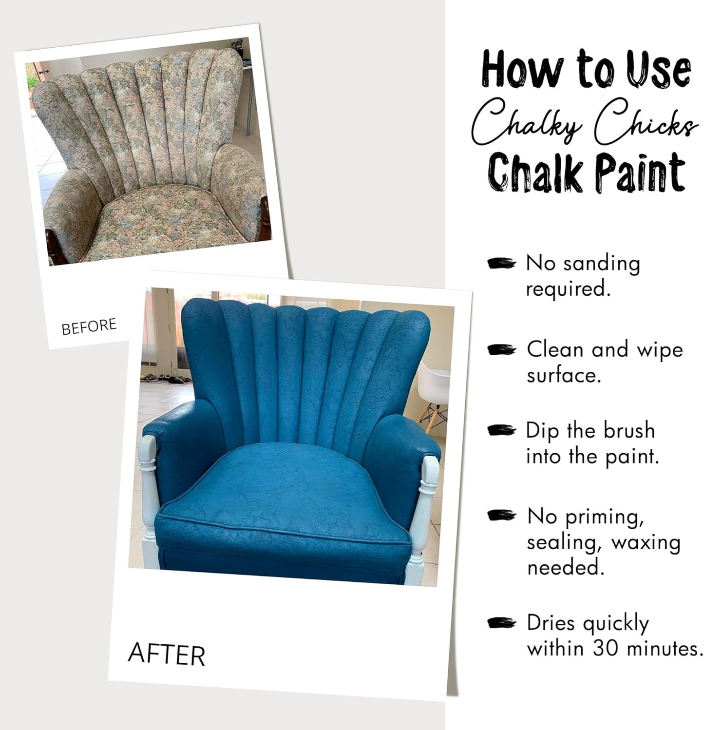 Chalky Chicks All-in-One Chalk Paint for Furniture or Cabinet - 16 Fl Oz - Matte Finish Bees Knees (Yellow) for Metal, Wood Furniture Paint - No Sanding All-in-One for Home Decor & Crafts, USA Made