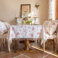 VClife White and Pink Print Table Cloth, Linen Texture Tablecloth by VCLIFE