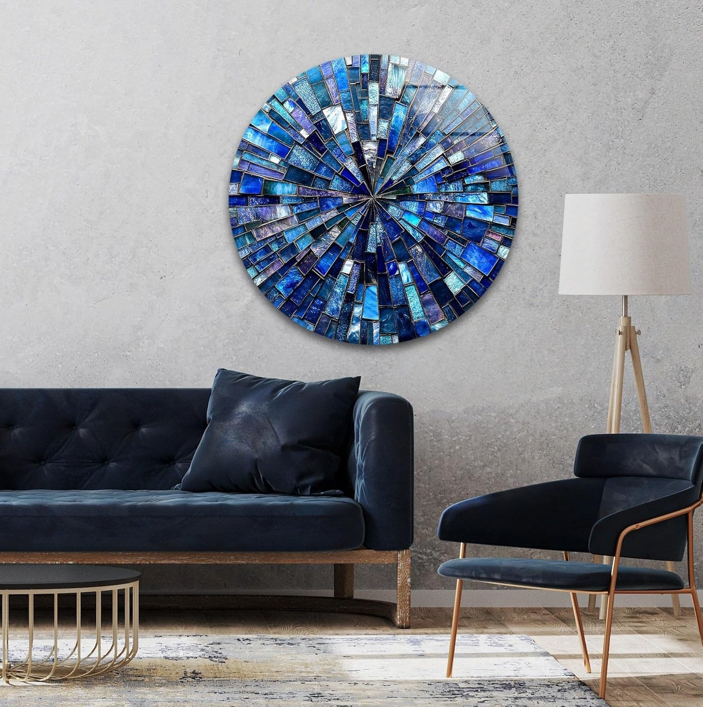 My Photostation.com 20''(50cm) Diameter Radiant Mosaic Burst Round Glass Wall Art Tempered Glass Printing Wall Decor Large Wall Art Wall Hangings