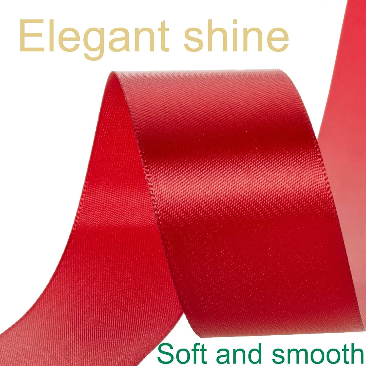 1-1/2 Inch Red Ribbon, 50 Yards Craft Polyester Satin Ribbon Perfect for Gift Wrapping, Handmade Roses, Wedding Party Decorations and DIY Crafts