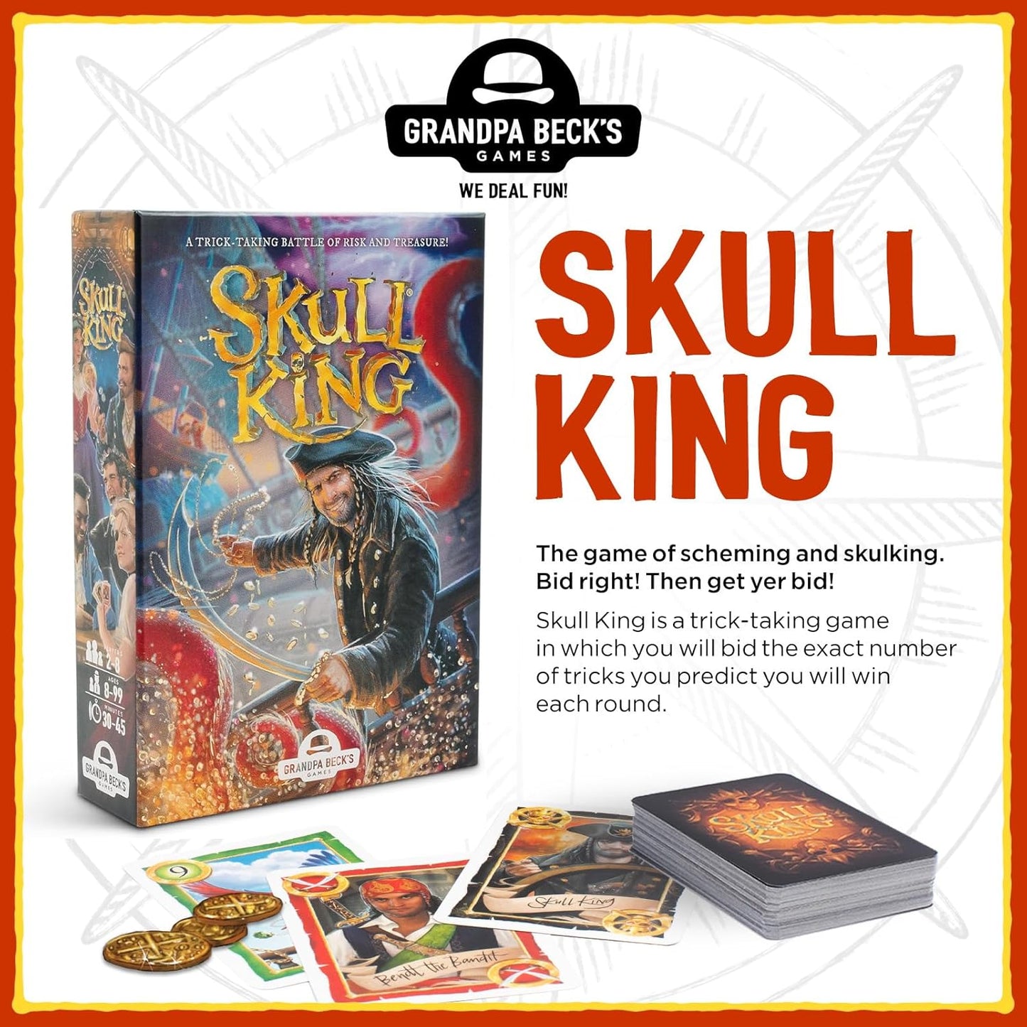 Grandpa Beck's Games Skull King - The Ultimate Pirate Trick Taking Card Game | Fun Strategy Game for Friends, Family, Game Night | from The Creators of Cover Your Assets | 2-8 Players Ages 8+