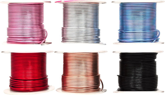 Mandala Crafts 14 Gauge Anodized Aluminum Craft Wire for Jewelry Making – 330 FT Colored Flexible Silver Copper Black Pink Ice Blue Red Wire - Bendable for Bonsai Armature Crafting Sculpting