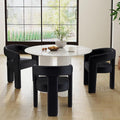 RIVOVA Modern Barrel Dining Chairs Set of 3, Velvet Upholstered Accent Side by RIVOVA