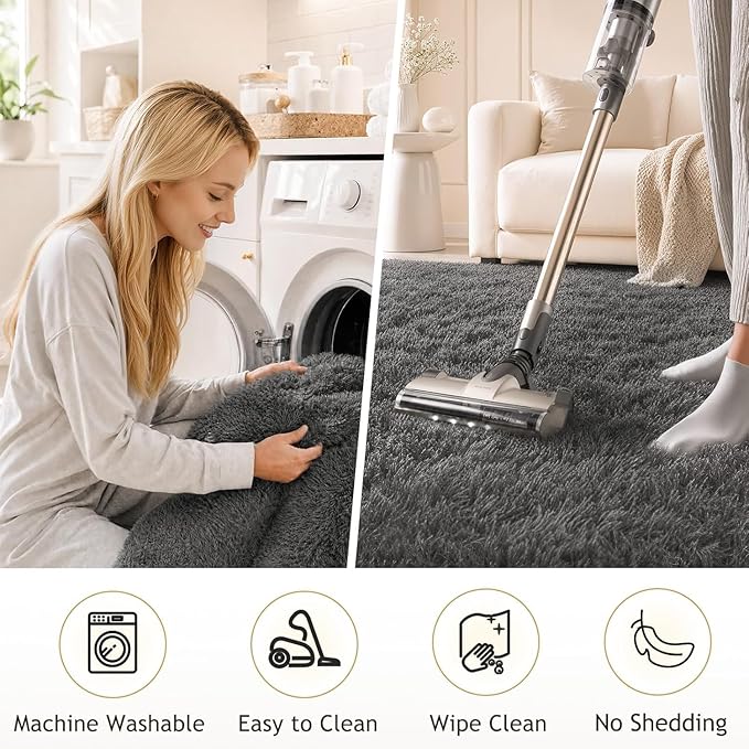 Ophanie Runner Rug for Hallway, 3x6 Washable Non-Slip Fluffy Soft Bedside Rugs - Image 3