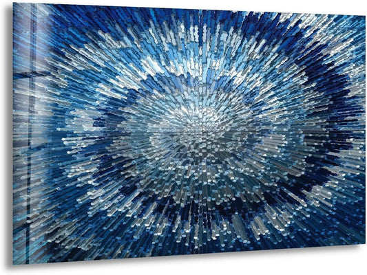 My Photostation.com 35.5Wx30H'' Abstract Blue Textured Glass Wall ArtTempered Glass Printing Wall Decor Large Wall Art Wall Hangings