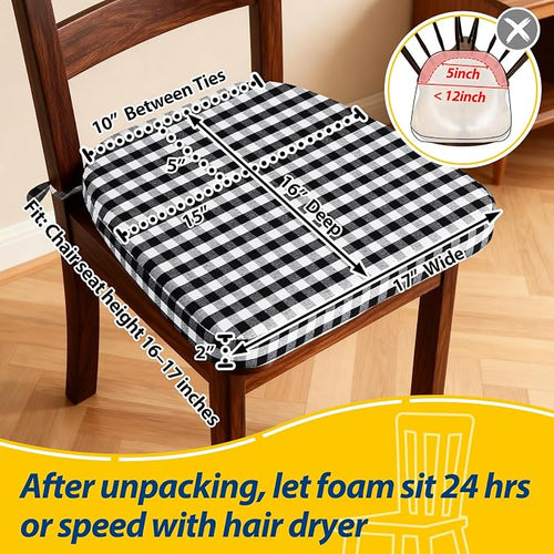 AAAAAcessories D-Shaped Chair Cushions, Machine-Washable Cover, Checkered - Image 2