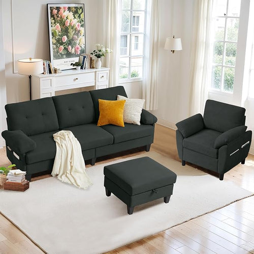 2 Piece Sectional Sofa Set, 3 Seat L Shaped Couches by soscana