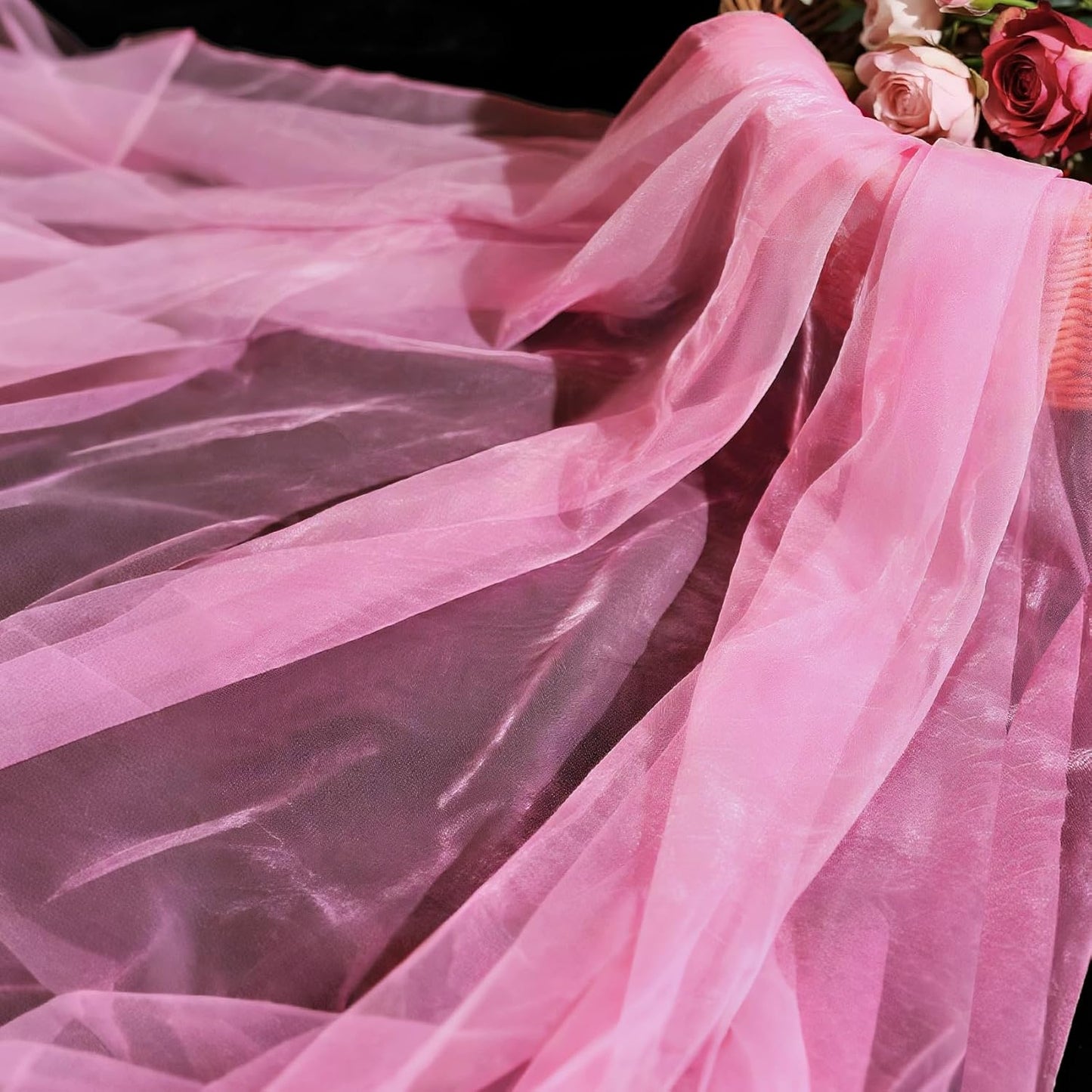 Organza Fabric by The Yard, 60 Inch Wide 3 Yards (9 ft) Long Sheer Fabric for DIY Sewing Projects Wedding Decorations Party Backdrops Curtains (Lt Pink)