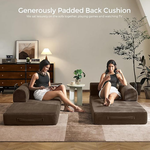 79" Convertible Sofa Bed with Fixed-Shape Frame & Removable Armrests, Modular - Image 2