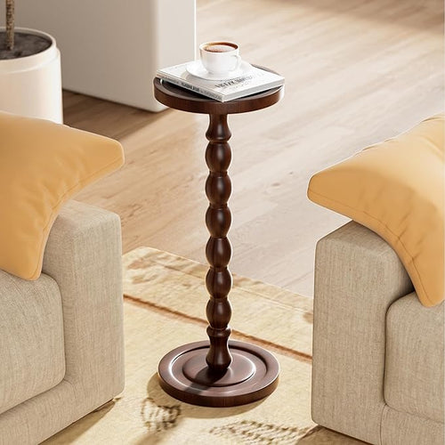 2 Pack Solid Wood Drink Table, Rubber Wood‌ Small Round Side Table - Image 2