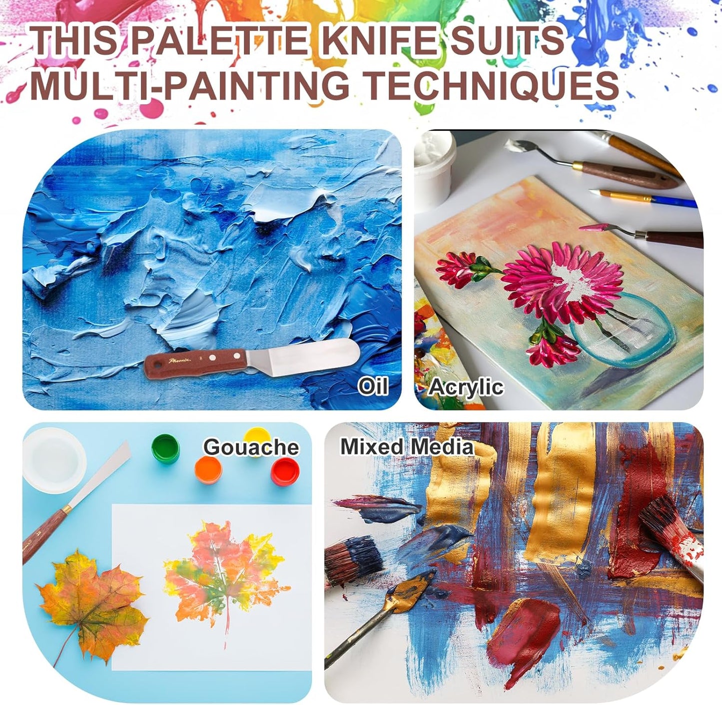 MECCANIXITY Pack of 1 Palette Knife No.19, 8.1" Long Palette Knives with Stainless Steel Flexible Spatula Pallet Knife and Wood Handle for Scraping, Mixing, Oil Acrylic Painting Canvas