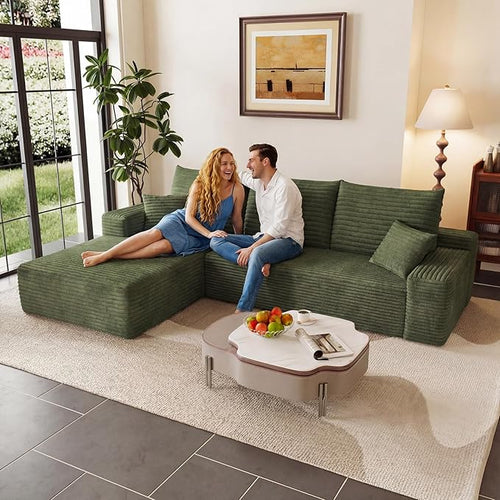 95" Cloud Sectional Couch with L-Shape Chaise, Modular Comfy Sofa Chaise Longue by ODUWA