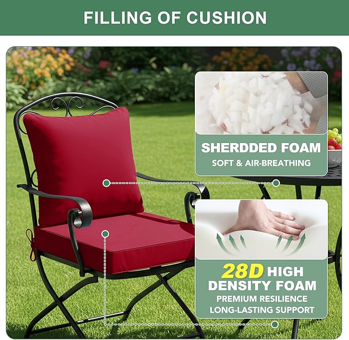 Summsun Outdoor Chair Cushions, Waterproof Back Pillow and Seat Cushion Set - Image 4