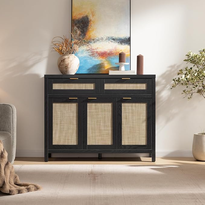 SICOTAS Rattan Sideboard Buffet Cabinet - Image 8